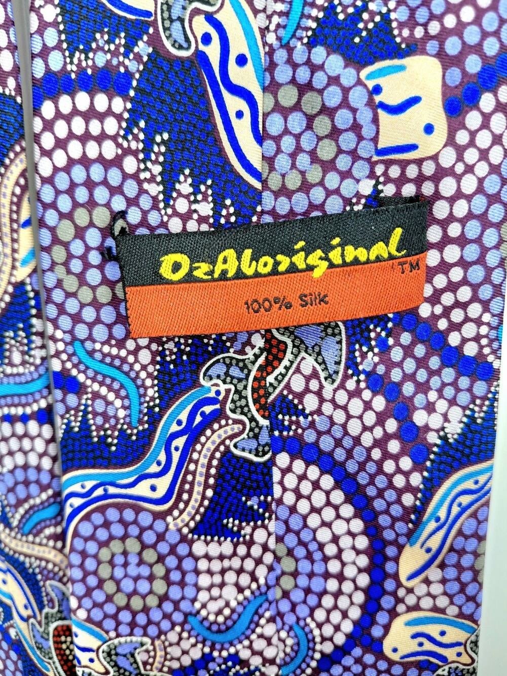 OzAboriginal 100% Silk Necktie – Authentic Australian Indigenous Art – Pristine